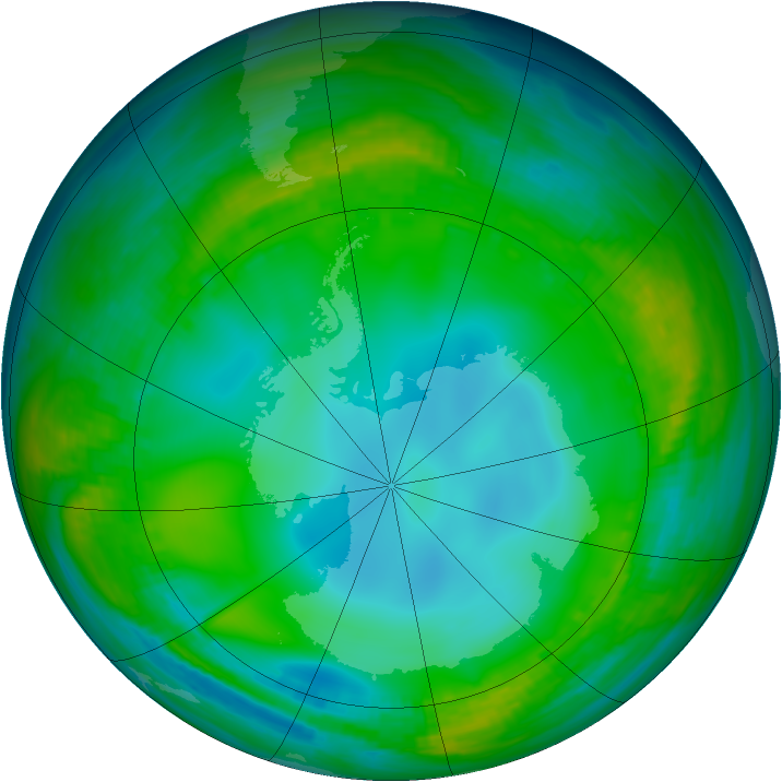 Antarctic ozone map for 05 June 1983